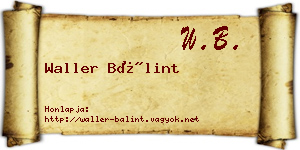 Waller Bálint névjegykártya